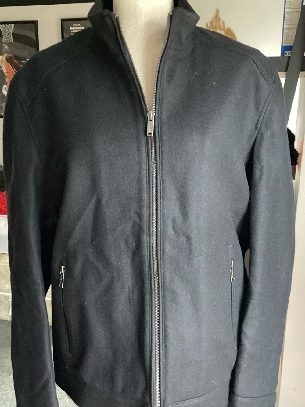 NWT Michael Kors Black Zip-Front Wool blend Jacket